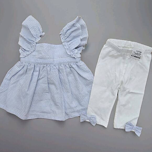 First‎ Impressions Baby Girls Striped Skirted Outfit Set 0-3mos Blue/White NEW! - Picture 1 of 6